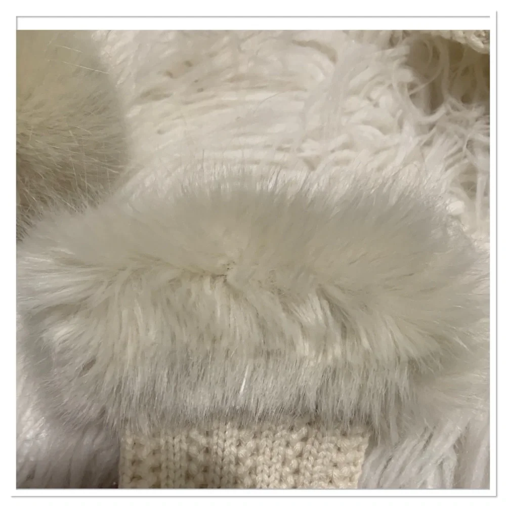 RH Cashmere Wool Scarf And Gloves With Ultra Faux Fur Trim Ivory One Size